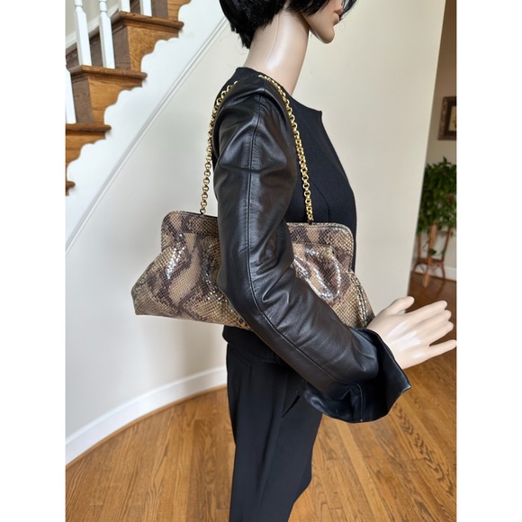 Perlina Python Embossed Leather Shoulder Purse - Picture 10 of 14